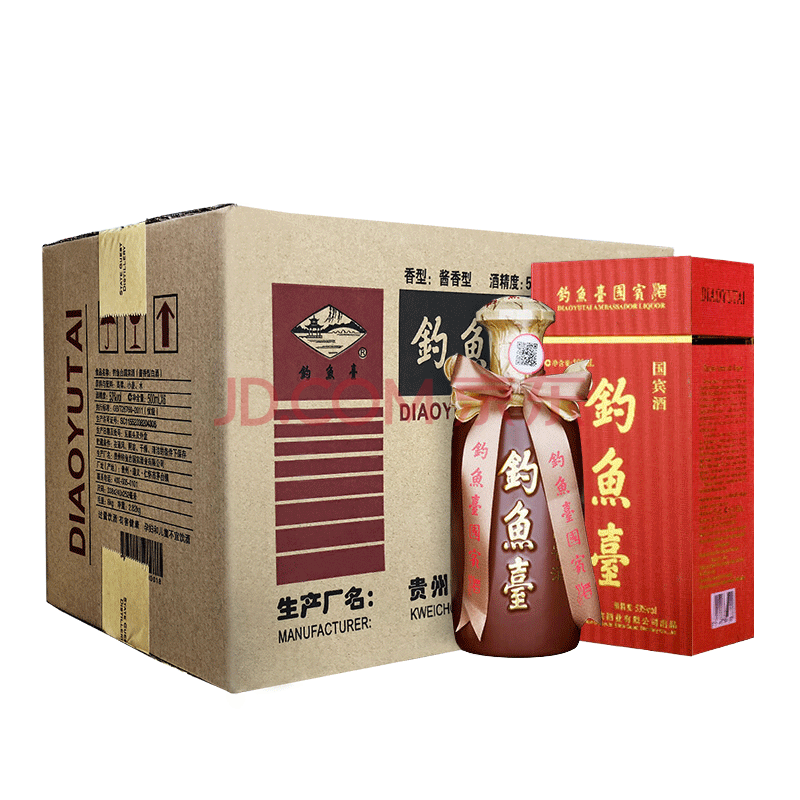 京东百亿补贴：钓鱼台 国宾酒 53度 酱香型白酒 500ml*6瓶 3288元