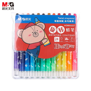 M&G 晨光 小熊哈里系列 AGMX4327 短杆旋转蜡笔 24色 17.6元（需买3件，共52.8元）