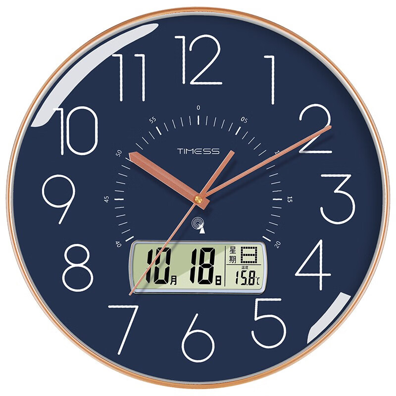 TIMESS 万年历钟表时尚简约北欧表挂墙智能自动对时 123.2元不要