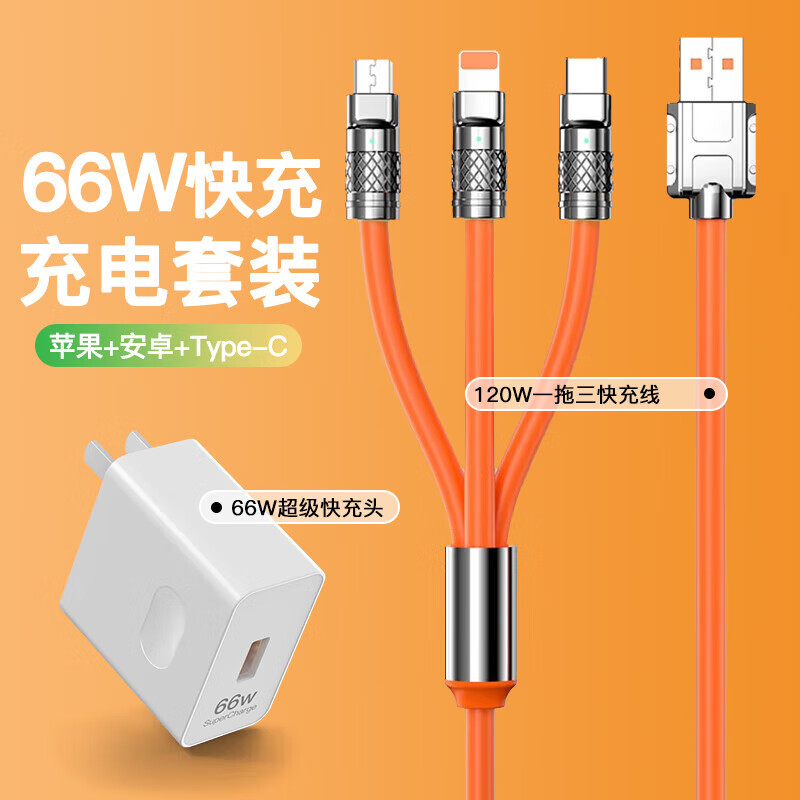 KMCO 科玛科 120W机客线超级快充一拖三数据线 12.9元