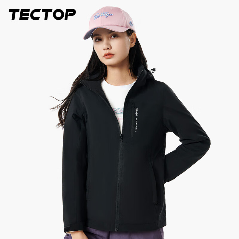 TECTOP 探拓 冲锋衣 加绒保暖透气户外服冲锋衣 黑色 119元（需用券）