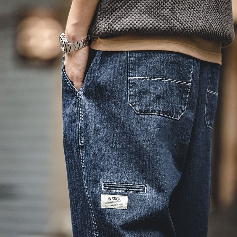 馬登 工裝 日系復古easypants丹寧水洗牛仔褲寬松錐形束腳長褲 69.93元