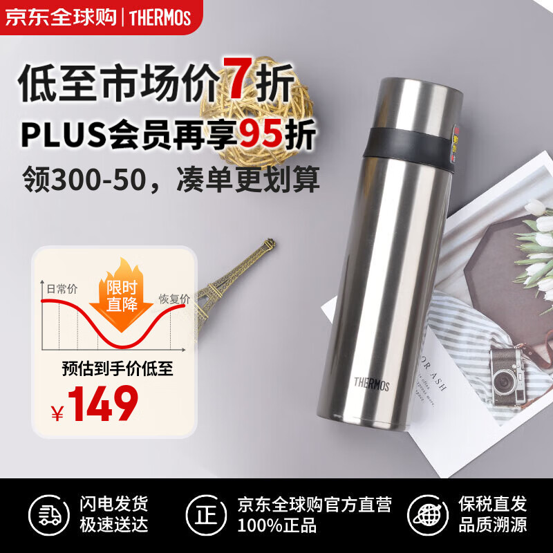膳魔师 FFM系列 FFM-500 SBK 真空不锈钢保温杯 500ml 3元
