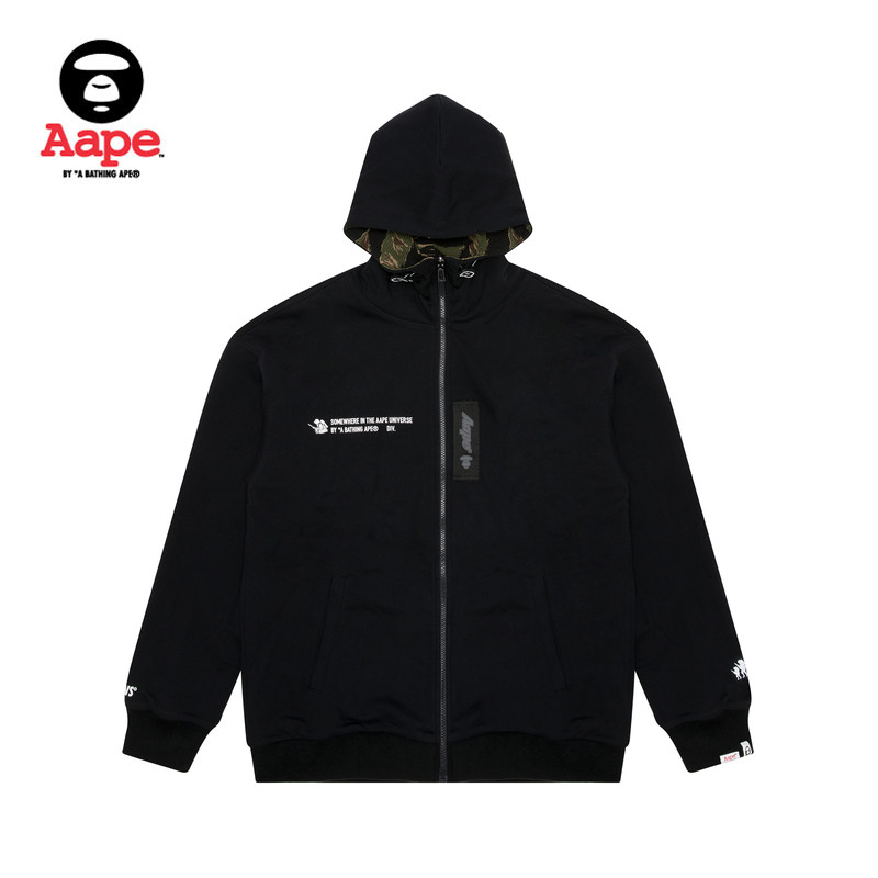 Aape 旗舰店男装秋冬猿颜徽章印花迷彩双面穿连帽卫衣外套3828XXH 498元（需用