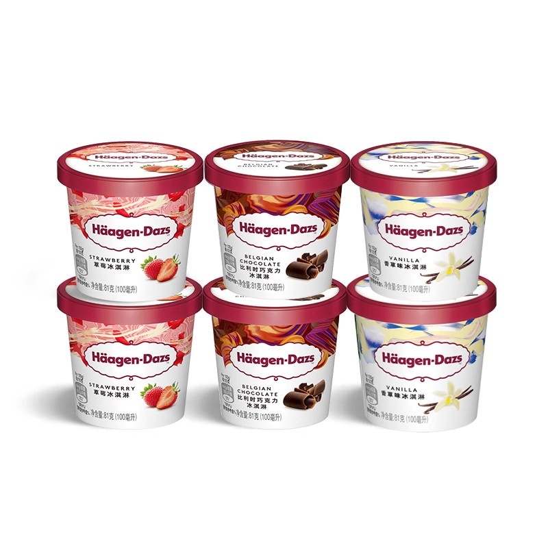 Häagen·Dazs 哈根达斯 冰淇淋六杯组合装经典草莓巧克力味 赠2杯 119元（需用