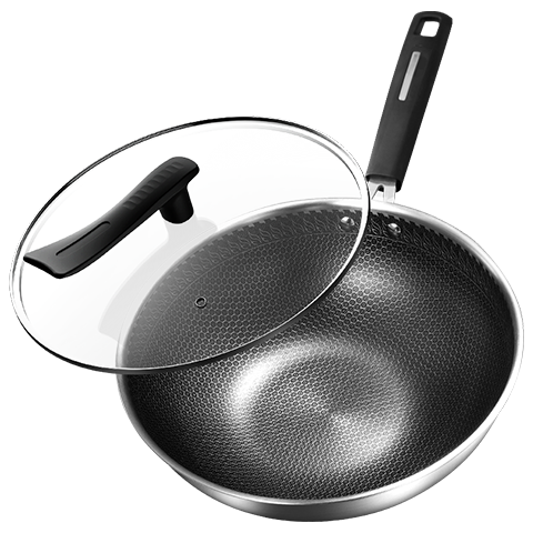 移动端、京东百亿补贴：Midea 炒锅304不锈钢无涂层炒菜锅蜂窝锅不粘锅家用