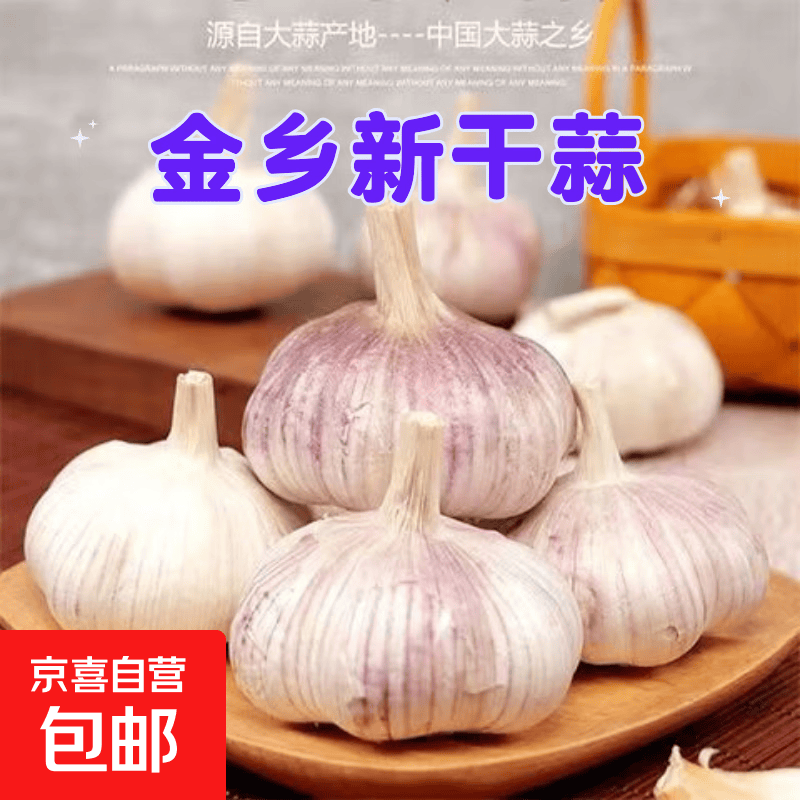 京喜 精品金乡紫皮大蒜新鲜干蒜大蒜头蔬菜调料调味大果4.5-5cm 精品大蒜3头