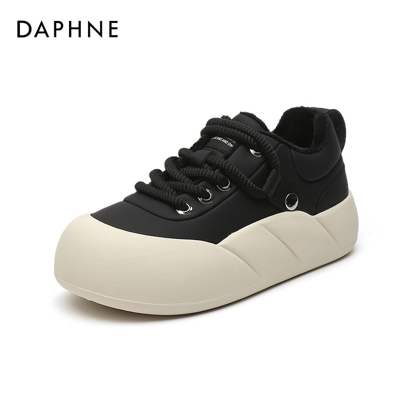 DAPHNE 达芙妮 面包鞋厚底增高 米黑色 加绒 66.81元（需用券）