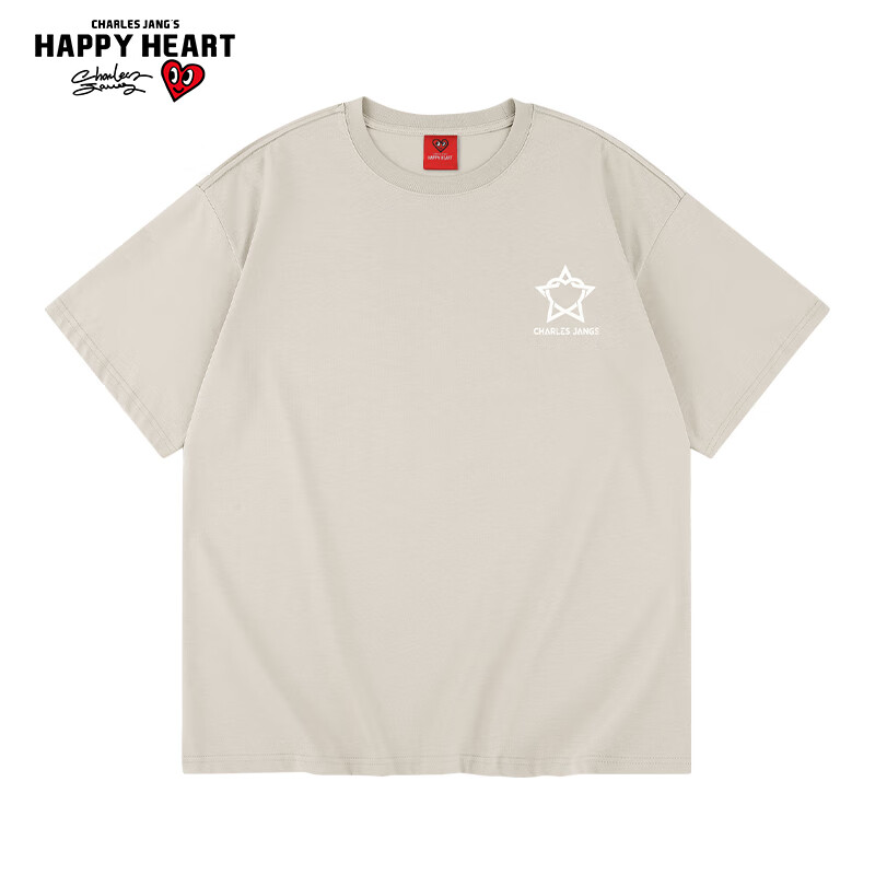 CHARLES JANG'S HAPPY HEART 查尔斯桃心 夏季cleanfit基础款纯棉T恤美式简约宽松休闲