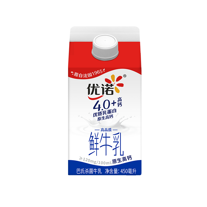 yoplait 优诺 高钙早餐纯牛奶450ml ￥21