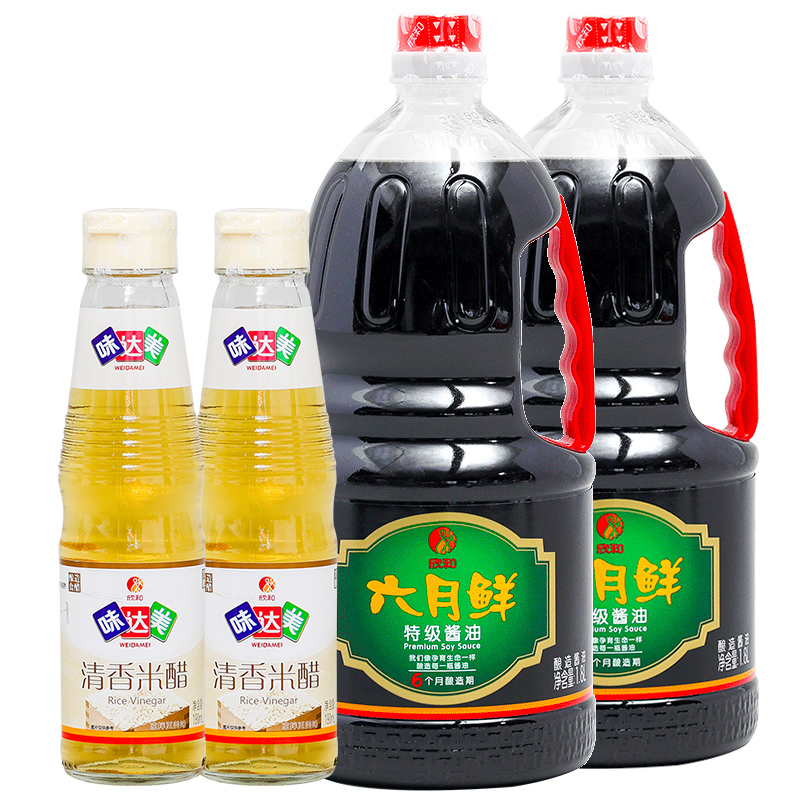 Shinho 欣和 生抽 六月鲜特级酱油1.8L*2瓶+清香米醋190ml*2瓶 提鲜组合装 59.42元