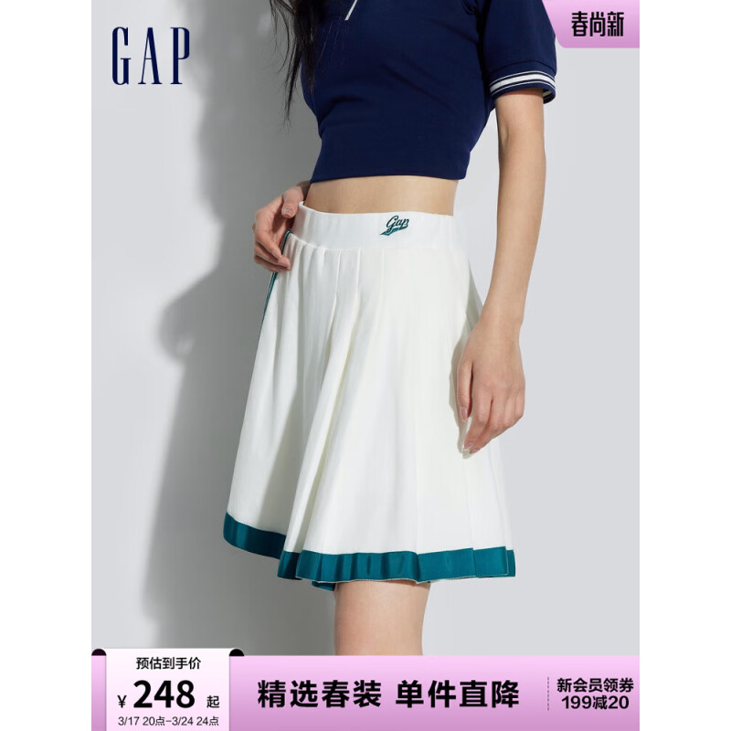 Gap 女装春季新款运动针织不对称迷你百褶短裙 876133 105元