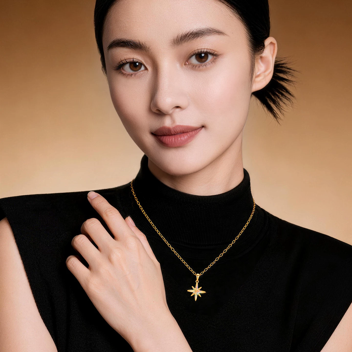 潮宏基 彩虹金幻彩八芒星黄金吊坠 1089.25元 - 线报酷