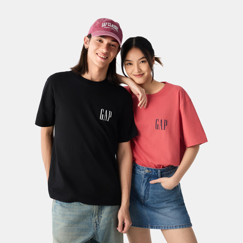 Gap 男女装 2025春季印花logo纯棉圆领宽松短袖T恤 69元