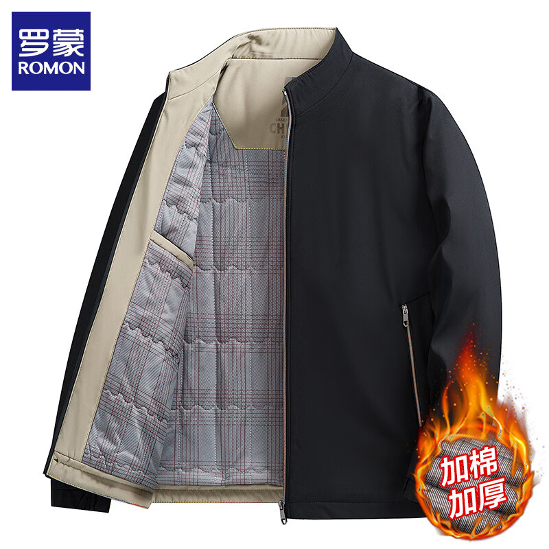 罗蒙 男士保暖加棉夹克 黑色 69.71元（需用券）