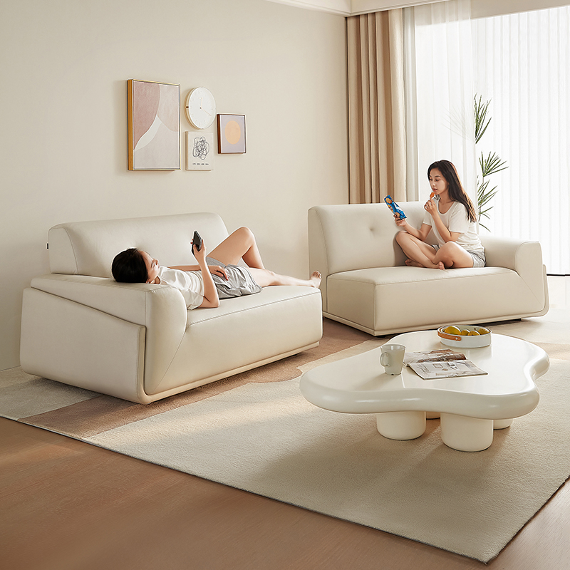 QuanU 全友 家居设计师款奶油风现代简约布艺沙发家用客厅直排沙发111029 1898.