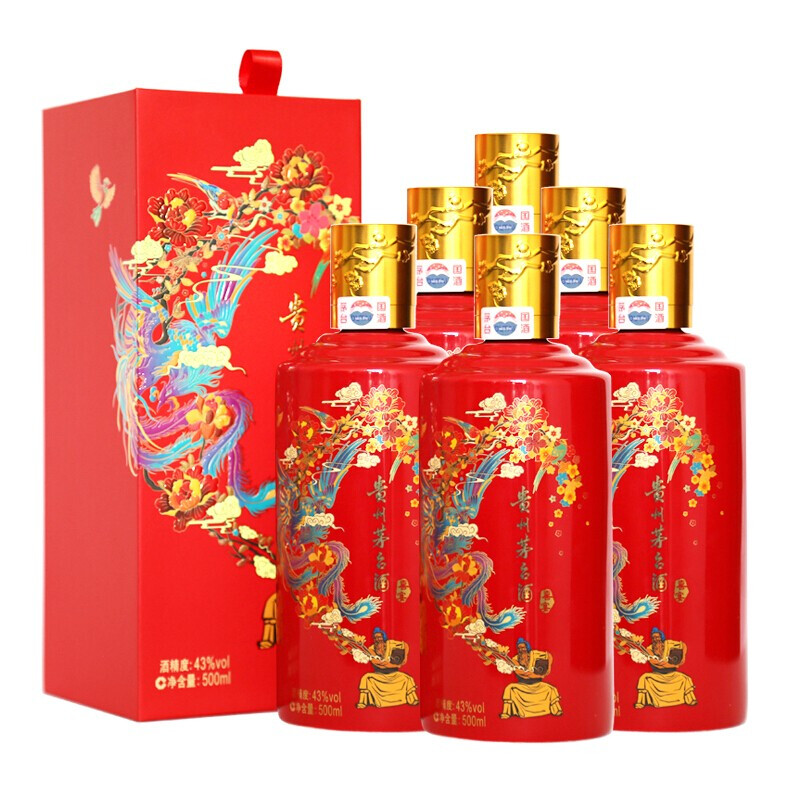 移动端、京东百亿补贴：MOUTAI 茅台 喜宴（中国红）酱香型白酒 43度 500ml*6瓶