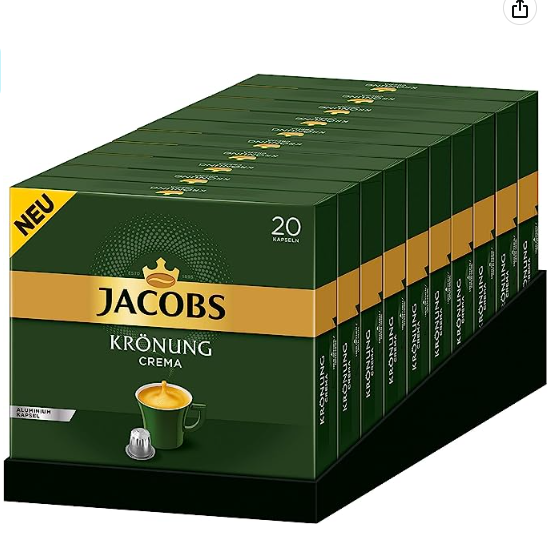 Jacobs 雅各布斯 铝制咖啡胶囊8号 20粒*10盒（共200粒）380.2元（可3件9折）