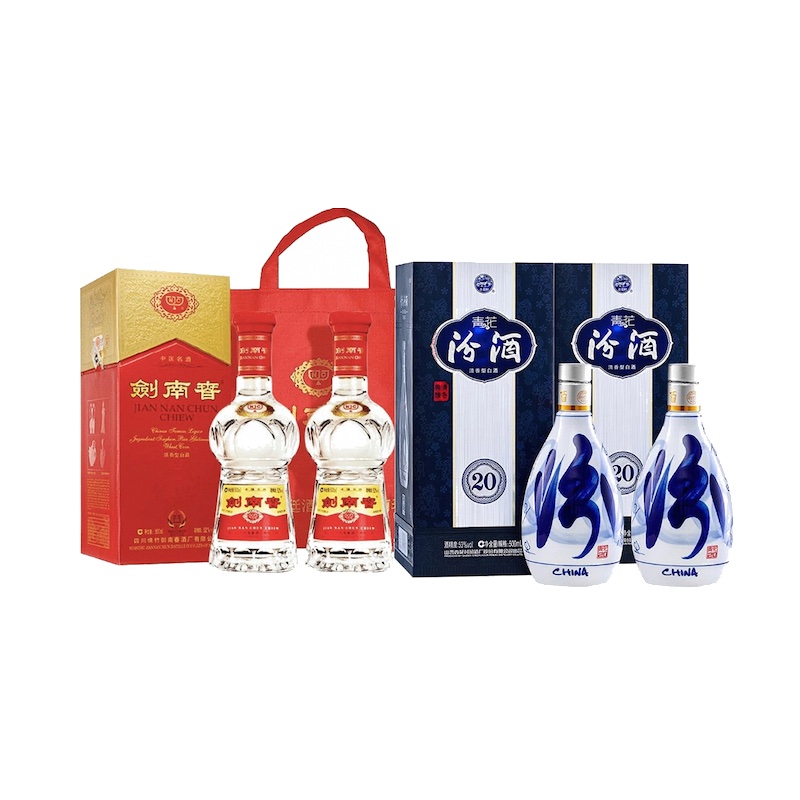 88VIP：汾酒 青花20 53%vol 清香型 500ml*2瓶+剑南春 水晶剑 52%vol 500ml*2瓶 1455.1元