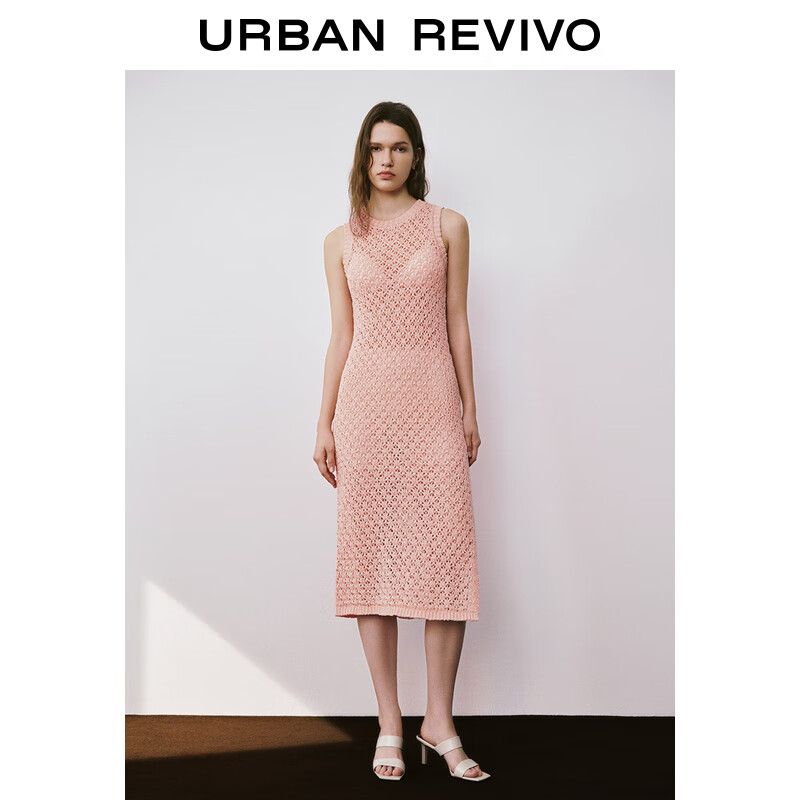 URBAN REVIVO UR2024夏季新款女优雅减龄编织肌理感无袖针织连衣裙UWT940011 419元