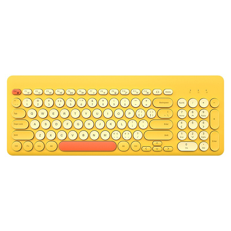 B.O.W 航世 K221 95键 2.4G无线薄膜键盘 柠檬黄 无光 67元