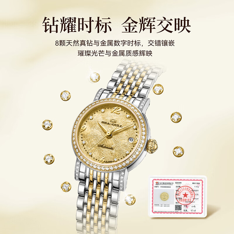 年货不打烊：海鸥 小玲珑系列 女士机械表 317.87.1046VL 流云金 3759元（需用券