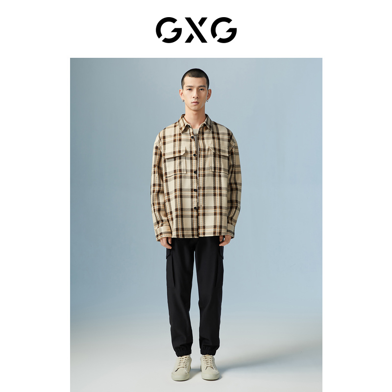 GXG 男装 商场同款黑色收口工装长裤 79元