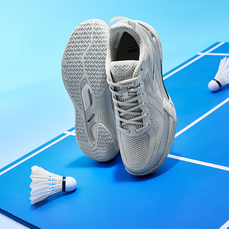 361° 运动羽毛球鞋男制胜PRO专业减震防滑耐磨训练鞋子男672524402-2 光子灰/银