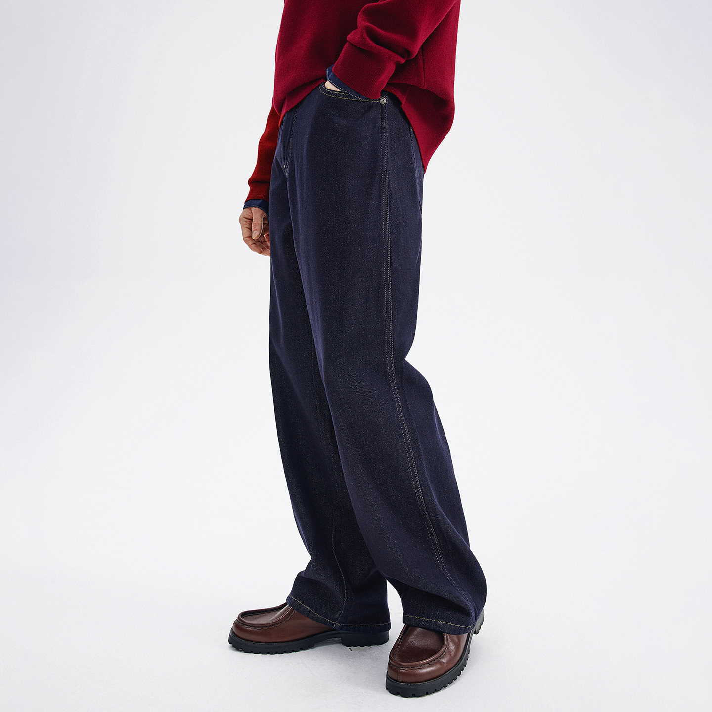 NVG·YOUNG NAVIGARE意大利小帆船蓝色直筒牛仔裤男 244.12元