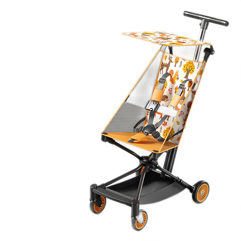 普洛可（PLAYKIDS）X2四轮超轻便折叠婴儿手推车遛娃车便携式溜娃神器 橙色