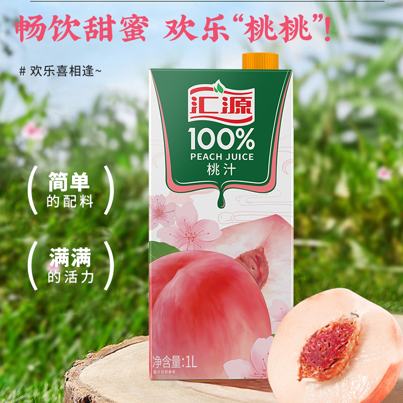 88VIP：汇源 100%桃汁1000ml/盒浓缩果汁饮品鲜果饮料 13.21元（需用券）