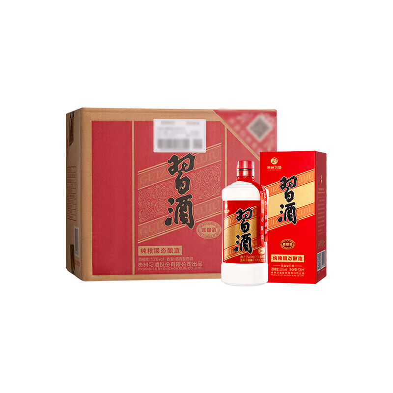 再降价：习酒 圆习酒 53° 酱香型 白酒 500ml×6瓶 376.63元/件（共753.26元）