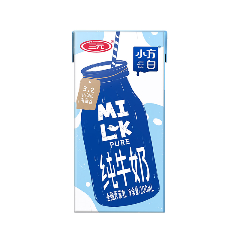 88VIP：三元小方白纯牛奶200ml*24盒 39.9元包邮