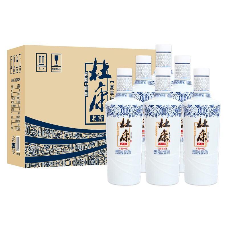 杜康 老窖豪享版浓香型白酒52度750ml*6瓶整箱装 高粱酒纯粮酒送礼 52度 750mL 6