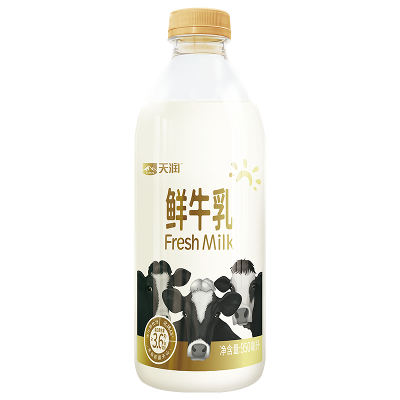 京东PLUS：TERUN 天润 3.6g蛋白质 鲜牛乳 950ml*6件 89.15元包邮、合14.85元/件