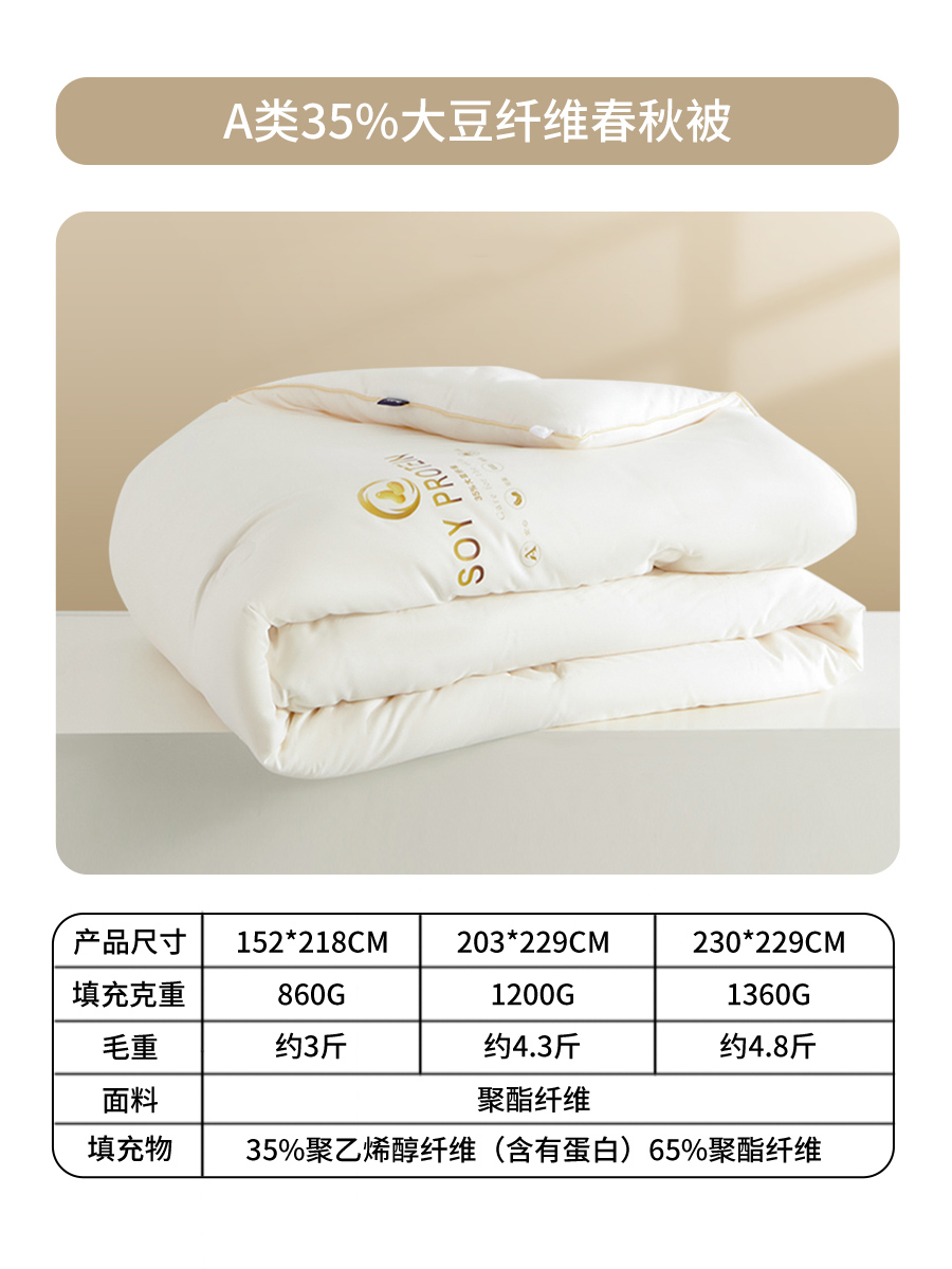移动端：多喜爱 大豆纤维被凉感夏凉被空调被棉可机洗被子宿舍单人 35%大