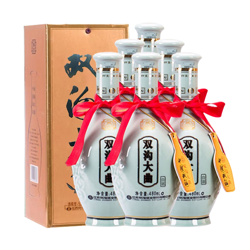 双沟 大曲青瓷 53度 480ml*6瓶 整箱装 浓香型白酒 口粮酒 281.5元(需领券)