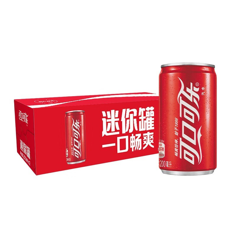 Coca-Cola 可口可乐 200ml*12罐摩登罐经典迷你版含糖碳酸饮料小瓶装易拉罐装 