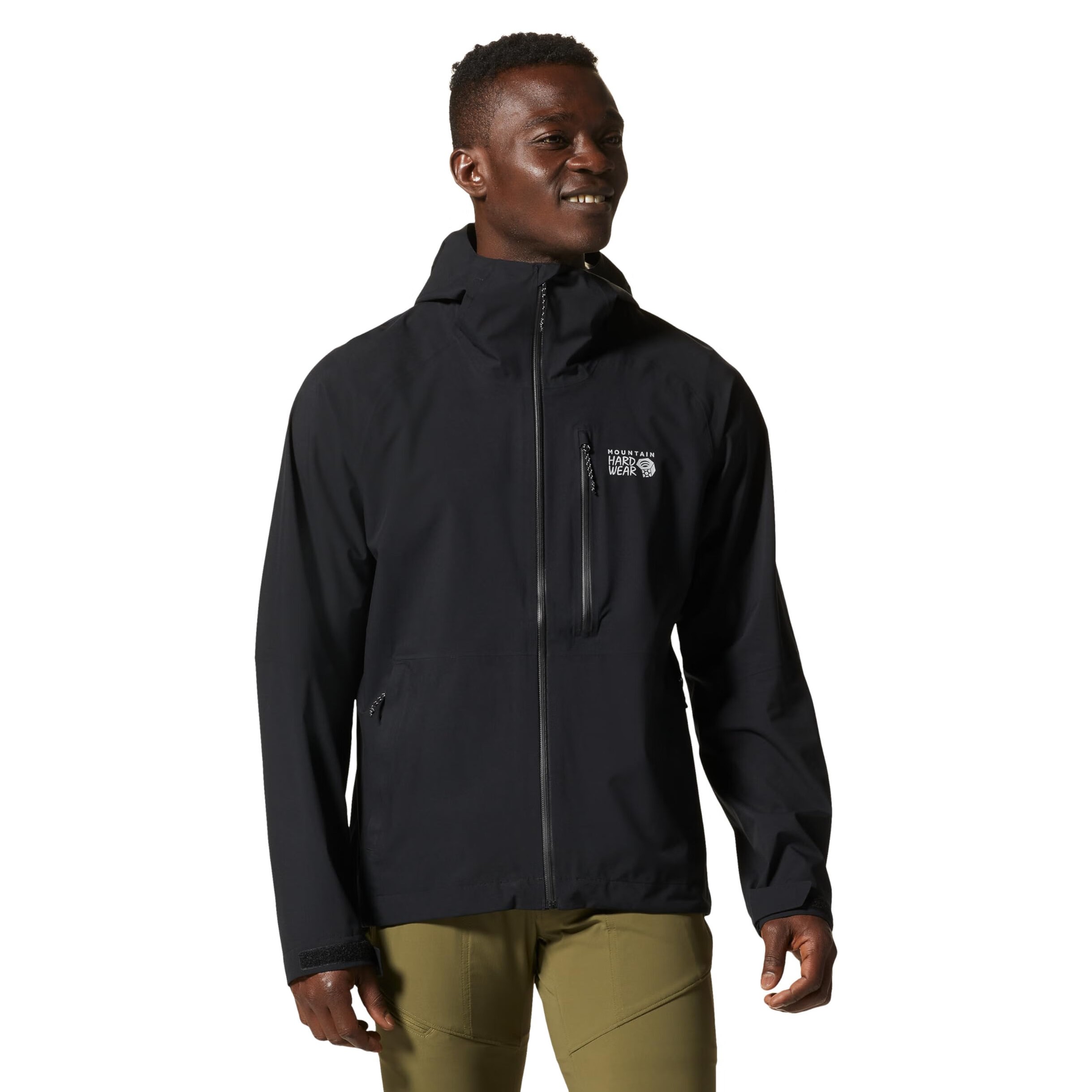 MOUNTAIN HARDWEAR 男款Ozonic户外防水夹克 全季节修身运动外套上衣 舒适百搭 黑