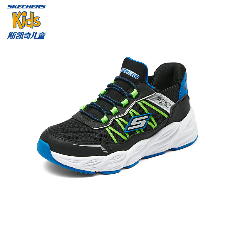 SKECHERS 斯凯奇 闪穿鞋儿童一脚蹬男童春秋款时尚休闲鞋403836L 28.5 413元（需