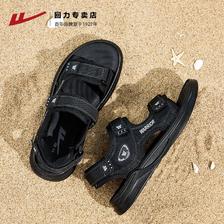 WARRIOR 回力 凉鞋男款夏季新款外穿男士休闲开车沙滩鞋透气户外运动鞋 黑色