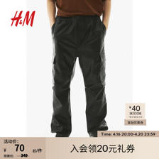 H&M 春季新款男装标准版型涂层工装裤1174992 黑色 175/88 ￥66.5
