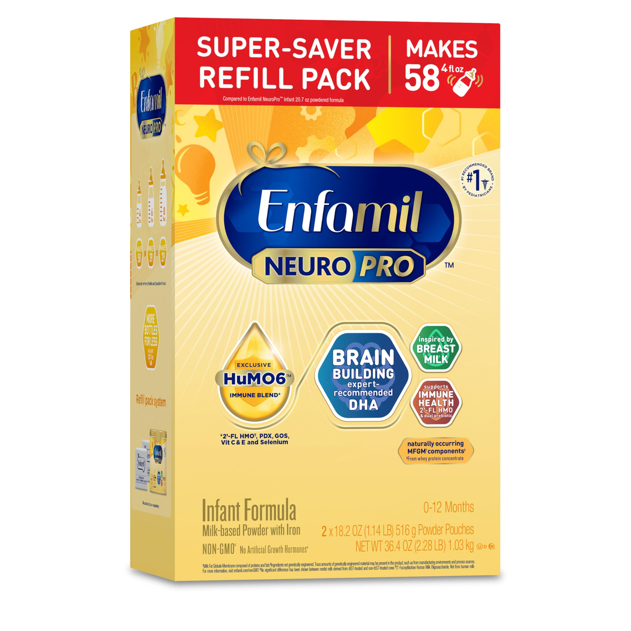 【含税直邮】 Enfamil NeuroPro Gentlease Enfamil Neuropro 婴儿配方奶粉 - 粉末补充盒 