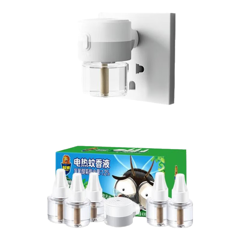 超威 电热蚊香液无味家用插电式驱蚊器灭蚊防蚊补充液体加热器套装 5液+1