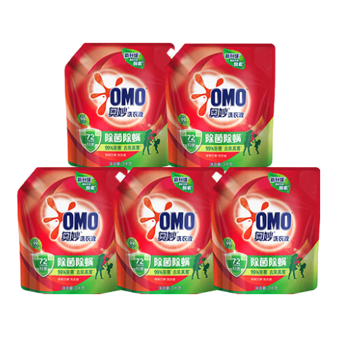 移动端、京东百亿补贴：奥妙 除菌除螨洗衣液 3KG*5袋 89.9元