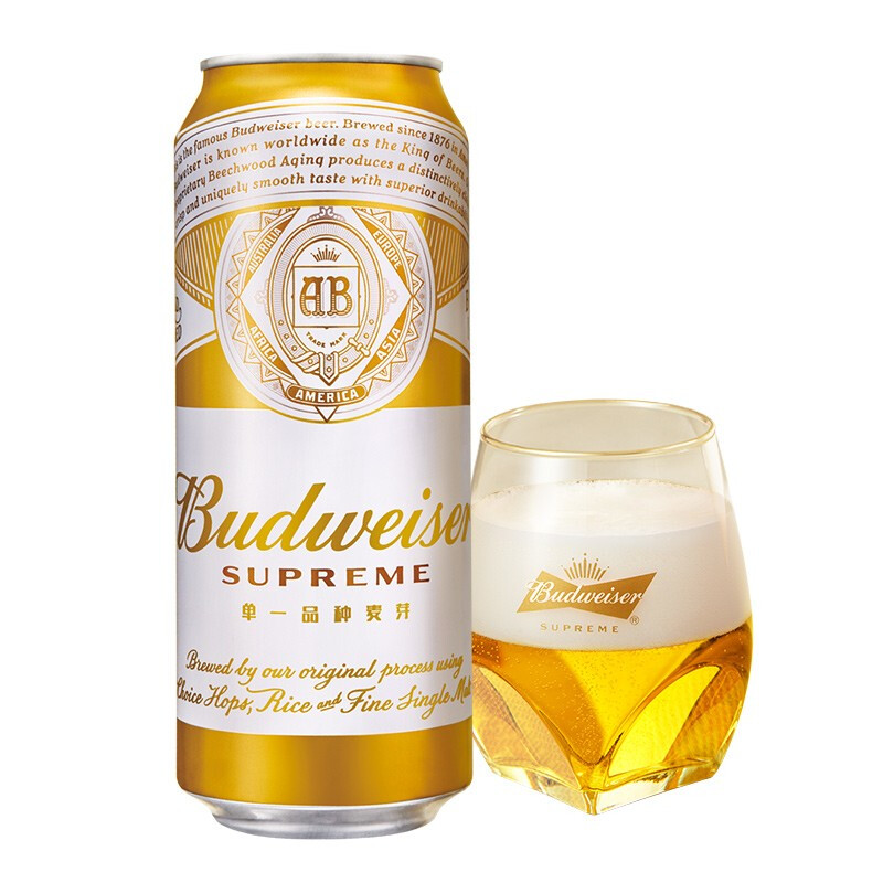 Budweiser 百威 金尊啤酒 单一品质麦芽 高端小麦啤酒 金尊 500mL 12罐 礼盒装 + 
