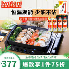 Iwatani 岩谷 户外卡式炉便携式煎烤炉烤盘ZGHP-B+4瓶气+气包+刷子夹子 377元