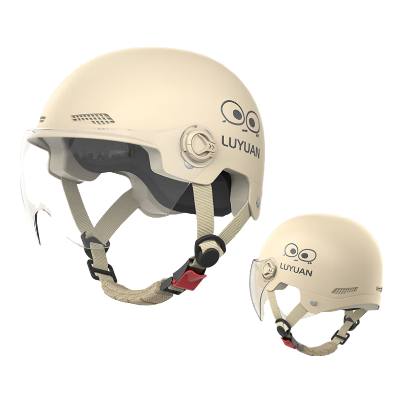 绿源 电动车头盔 卡其色 大眼精灵 透明短镜 不带护耳 四季半盔 19.9元(需领