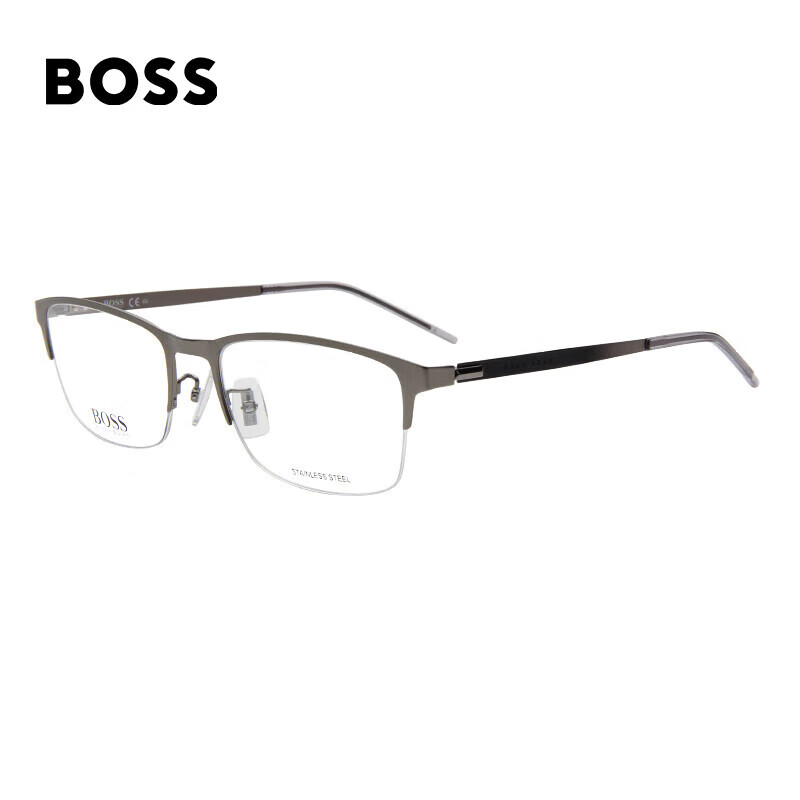 HUGO BOSS 男女款光学镜架银色半镜框黑银色镜腿眼镜框眼镜 1306F SVK 57MM 549.3元