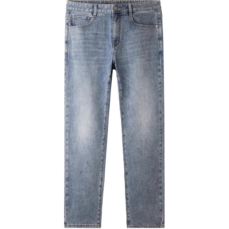 海澜之家 山不在高水洗黑色牛仔裤25春秋刺绣直筒长裤子男 138元